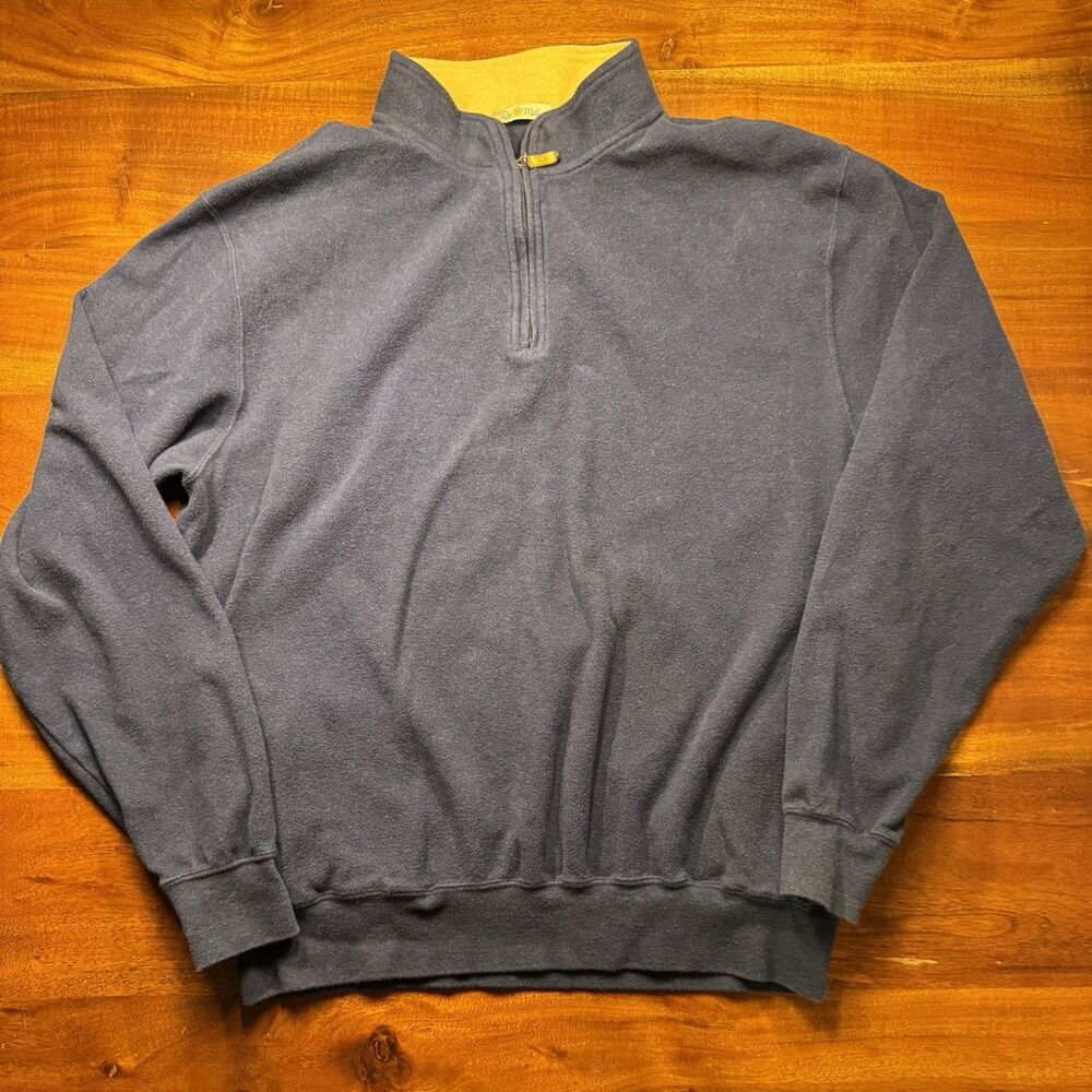 Peter Millar Quarter Zip Sweatshirt Mens XXL Blue 100% Cotton Mock Neck Golf